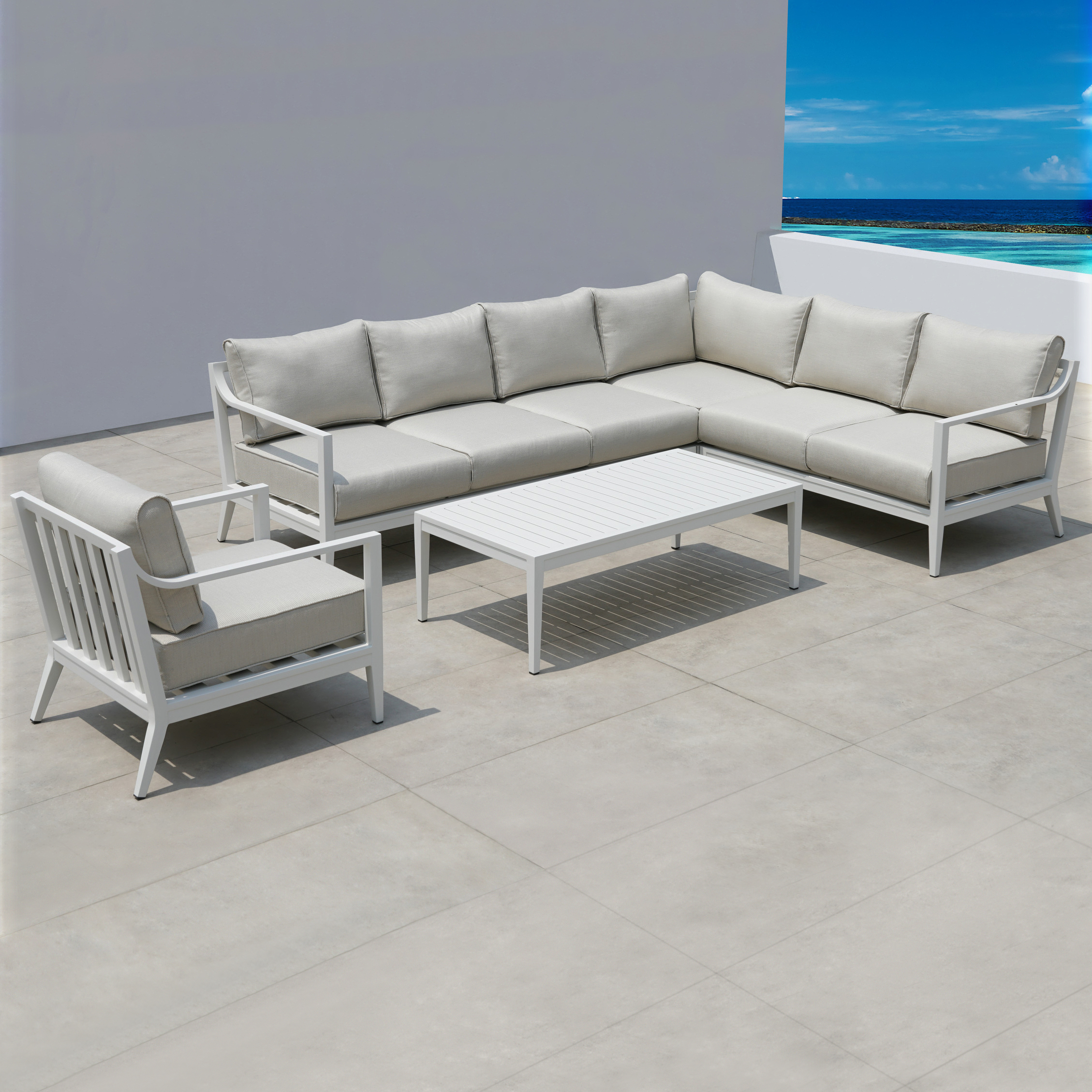 SF-429 Sectional with chair White (3)